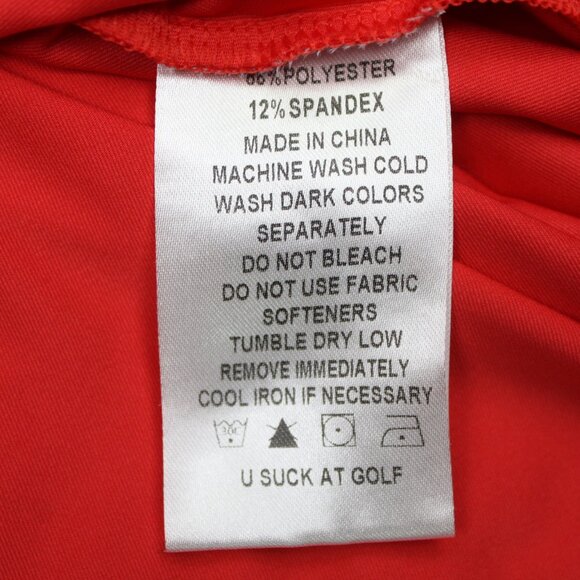 USAG You Suck at Golf Polo Shirt Mens Medium Red Short Sleeve Stretch Pullover - Picture 9 of 12